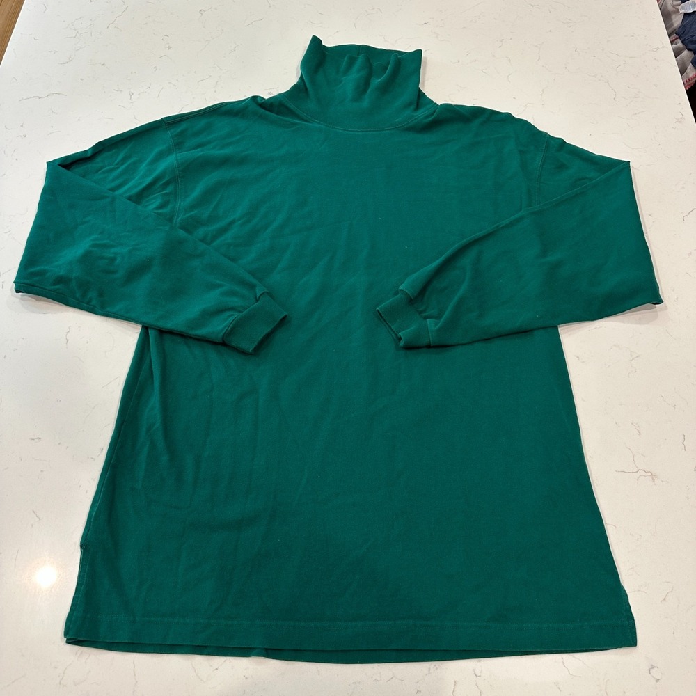 Kenneth Gordon Vintage Mens XL Green Turtleneck Pullover Cotton Sweater USA Made